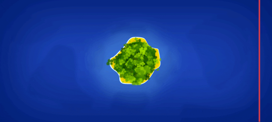 Animation showing reflected and refracted swell patterns around islands.