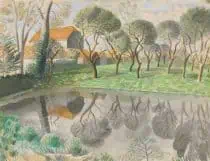 Eric ravilious illustration of a newt pond