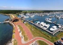 Chichester marina lock aerial photo