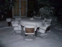 Heavy snow on a bbq table