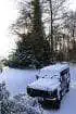 Land rover defender in the snow