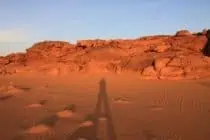 Red sand and rocks in the desert